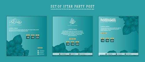 ensemble de iftar fête invitation, iftar signifier est petit déjeuner. social médias modèle avec islamique Contexte conception vecteur
