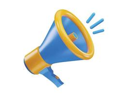 une Jaune et bleu mégaphone avec le mot nouvelles icône avec 3d vecteur icône illustration