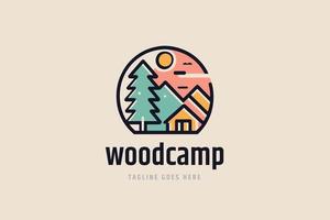 en plein air et camping logo, camping badge illustration conception, branché style vecteur