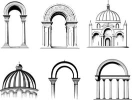 ensemble de ancien grec arches et dômes.minimaliste style. vecteur