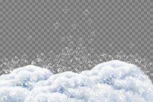 une baignoire mousse isolé sur transparent Contexte. shampooing bulles texture.pétillante shampooing et une baignoire mousse vecteur illustration.