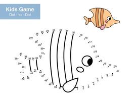 point à point éducatif Jeu pour enfants. mignonne dessin animé poisson. Nombres jeu. activité feuille de travail pour les enfants. relier le points et couleur. vecteur illustration