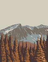 monter revelstoke nationale parc dans Britanique colombie Canada wpa affiche art vecteur