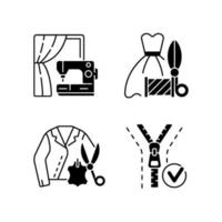 service de réparation de vêtements ensemble d & # 39; icônes linéaires noires vecteur