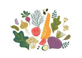 vecteur illustration de des fruits et des légumes. en bonne santé aliments. isolé élément conception