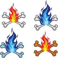 flamme os croisés traverser des os vecteur image logo symbole icône illustration