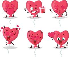 rouge l'amour ballon dessin animé personnage avec l'amour mignonne émoticône vecteur