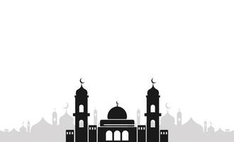 noir mosquée silhouette sur une blanc Contexte vecteur