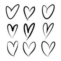 collection de coeur d'amour dessiné à la main. coeurs de griffonnage. isolé sur fond blanc. illustration vectorielle vecteur