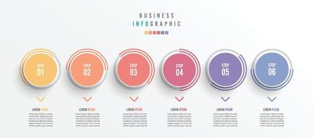 élément infographique d'entreprise avec 6 options, étapes, conception de modèle de vecteur de nombre