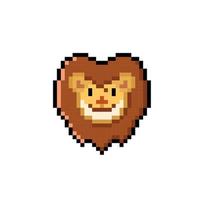 Lion tête dans pixel art style vecteur