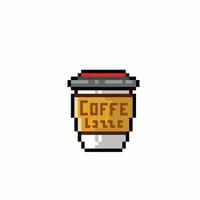 café verre dans pixel art style vecteur