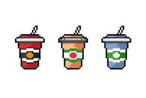 boisson verre avec différent Couleur dans pixel art style vecteur