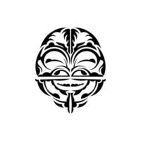 viking visages dans ornemental style. hawaïen tribal motifs. adapté pour tatouages. isolé. vecteur illustration.
