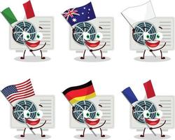 air Conditionneur dessin animé personnage apporter le drapeaux de divers des pays vecteur
