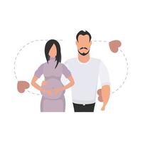 une homme et une Enceinte femme sont représenté jusqu'à la taille. isolé sur blanc Contexte. content grossesse concept. vecteur illustration.