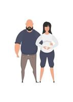 le homme et le Enceinte femme sont représenté dans plein croissance. isolé sur blanc Contexte. content grossesse concept. mignonne illustration dans plat style. vecteur