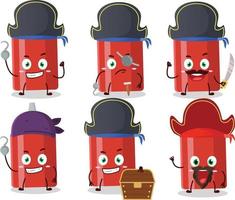 dessin animé personnage de sauce bouteille avec divers pirates émoticônes vecteur