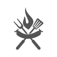Insigne de vecteur de modèle de spatule saucisse barbecue isolé