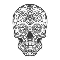 illustration de crâne mexicain monochrome sur fond blanc