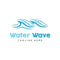 logo de vague d'eau, vecteur de haute mer, conception de modèle de fond maritime