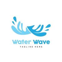 logo de vague d'eau, vecteur de haute mer, conception de modèle de fond maritime