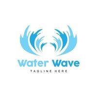 logo de vague d'eau, vecteur de haute mer, conception de modèle de fond maritime