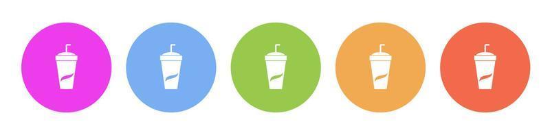 multi coloré icône un soda. bouton bannière rond badge interface pour application illustration sur blanc Contexte vecteur