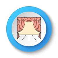 rond bouton pour la toile icône, théâtre rideau. bouton bannière rond, badge interface pour application illustration sur blanc Contexte vecteur