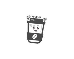 noir café mignonne vecteur icône conception