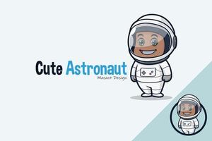 conception mignonne de mascotte d'astronaute vecteur