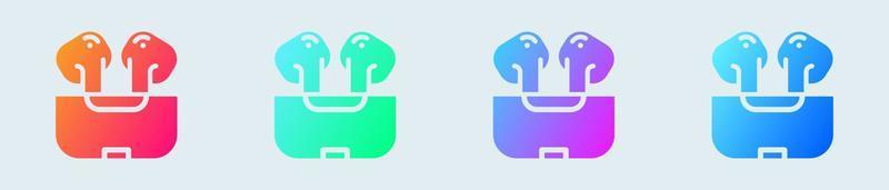 écouteurs solide icône dans pente couleurs. sans fil écouteurs panneaux vecteur illustration.