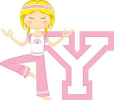 y est pour yoga alphabet apprentissage illustration vecteur