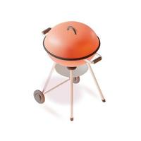 3d rond un barbecue gril pâte à modeler dessin animé style isolé sur une blanc Contexte. vecteur illustration de dispositif pour grillage nourriture