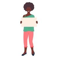 dessin animé Couleur personnage Jeune femme en portant vide bannière. vecteur