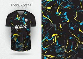 arrière-plans pour des sports Jersey, football maillots, fonctionnement maillots, courses maillots, jaune-bleu vague modèle sur noir Contexte. vecteur