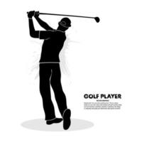 silhouette de Masculin golfeur frappe Balle isolé sur blanc Contexte vecteur