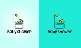 bébé douche dans baignoire logo conception vecteur