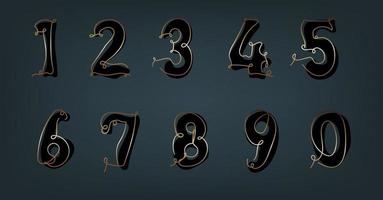 ensemble de luxe Dix Nombres forme zéro à neuf dans ligne art style. vecteur