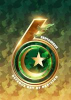 6e septembre. content la défense journée. ourdou calligraphie avec nombre 6 et Pakistan air Obliger avion sur vert Contexte vecteur