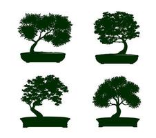 noir ensemble de bonsaï des arbres. vecteur contour illustration.