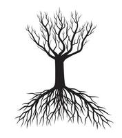 noir arbre avec racines. vecteur illustration.