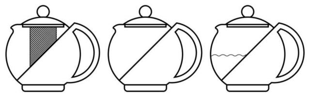 icône silhouette de verre théière pour thé en buvant. ustensiles de cuisine, petit déjeuner ustensiles. noir et blanc vecteur