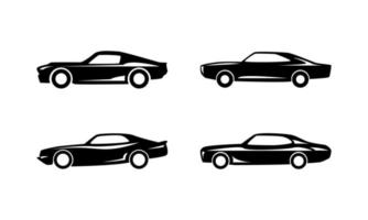 côté vue voiture silhouette icône ensemble. vecteur
