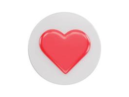rouge cœur bouton icône 3d le rendu vecteur illustration