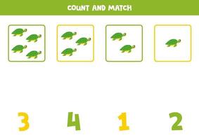 compte Jeu pour enfants. compter tout mer tortue et rencontre avec Nombres. feuille de travail pour les enfants. vecteur