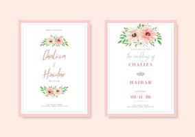 magnifique et minimaliste mariage carte avec aquarelle floral vecteur