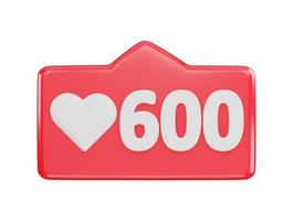 600 social médias l'amour réagir icône 3d le rendu vecteur illustration