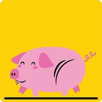 porcin vecteur dessin animé marrant porc sur Jaune Contexte
