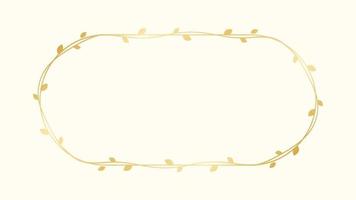 ovale d'or Cadre avec botanique conception. rond vigne Cadre mariage élégant couronne. vecteur isolé illustration.